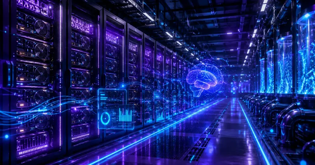 Data centers de IA consumindo energia para operar modelos como ChatGPT e Gemini